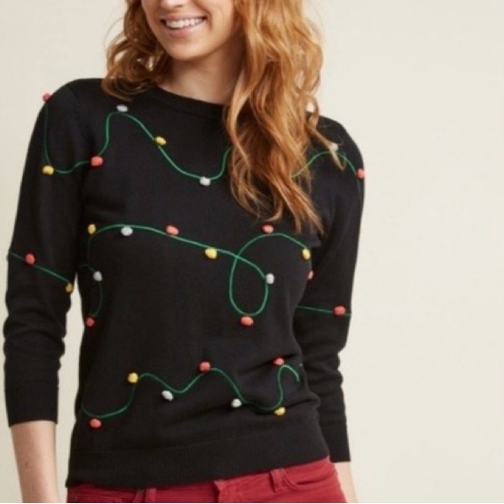 Modcloth Holiday Lights Knit Sweater